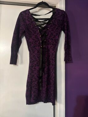 Joyce Leslie NWT Goth Purple Lace-Up Mini Dress